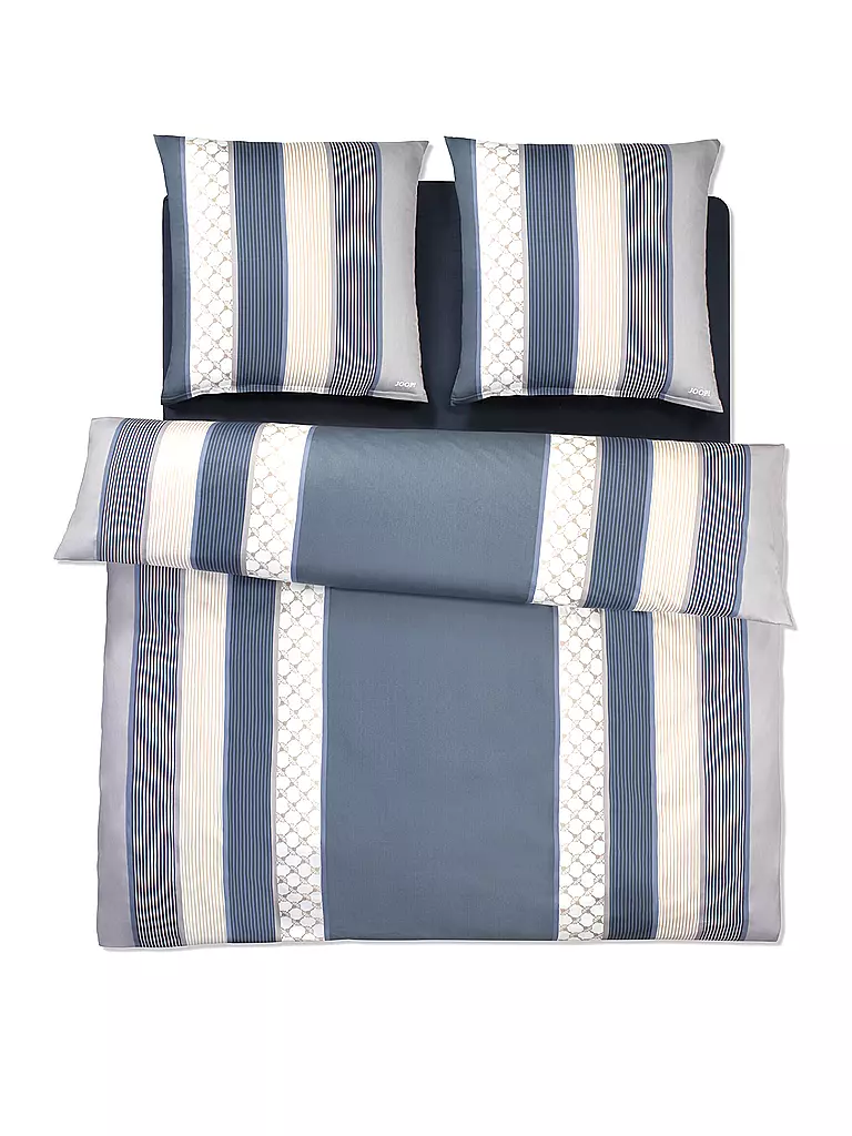 JOOP | Juego de cama de satén Cornflower Stripes 2 x 70x90cm / 200x200cm Deep Coal | Gris