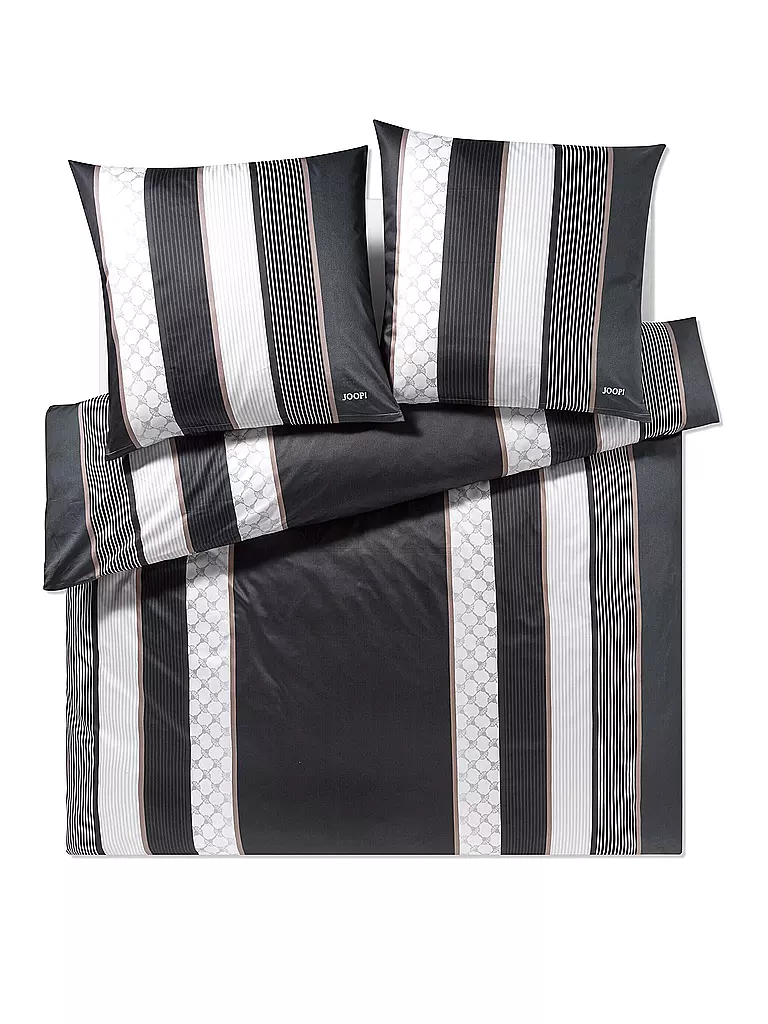 JOOP | Juego de cama de satén Cornflower Stripes 2 x 70x90cm / 200x200cm Deep Stone | Gris