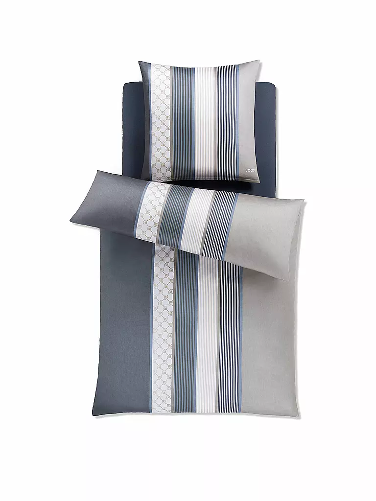 JOOP | Juego de cama de satén Cornflower Stripes 70x90cm / 140x220cm Deep Coal | Gris
