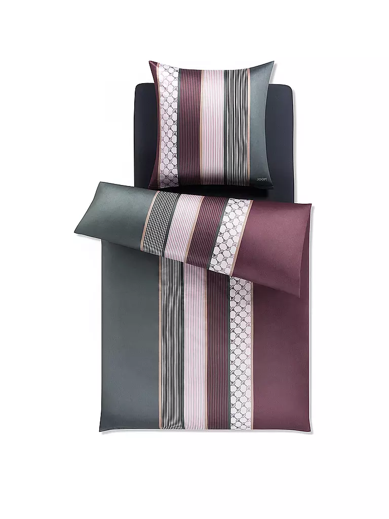 JOOP | Juego de cama de satén Cornflower Stripes 70x90cm / 140x220cm Deep Wine | Baya