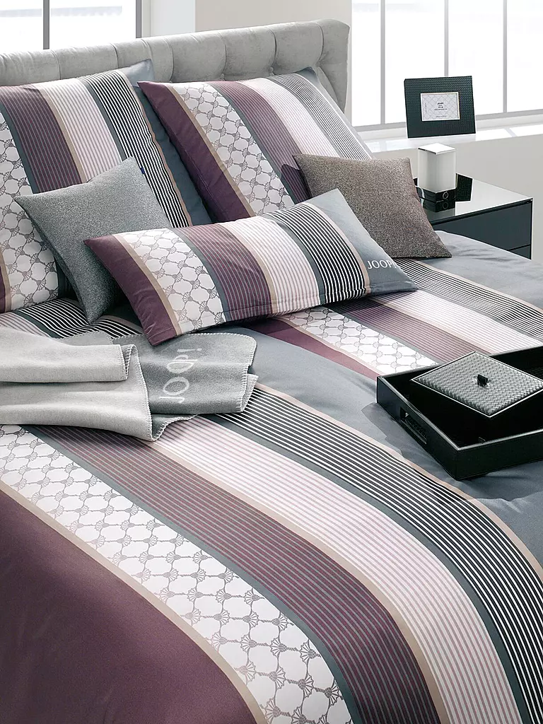 JOOP | Juego de cama de satén Cornflower Stripes 70x90cm / 140x220cm Deep Wine | Baya