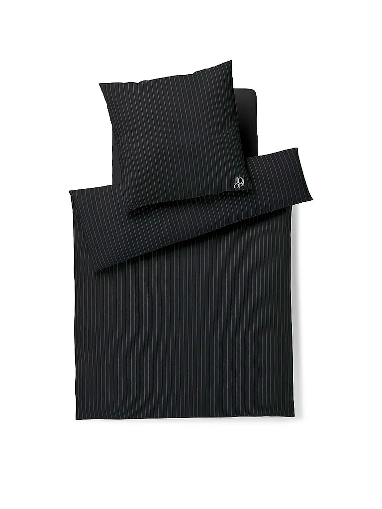 JOOP | Ropa de cama de franela 70x90cm/140x200cm SOFT STRIPES Negro | Negro
