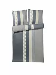 JOOP | Ropa de cama de satén "Cornflower Stripes" 70x90 / 140x200cm (Deep Coal) | Gris