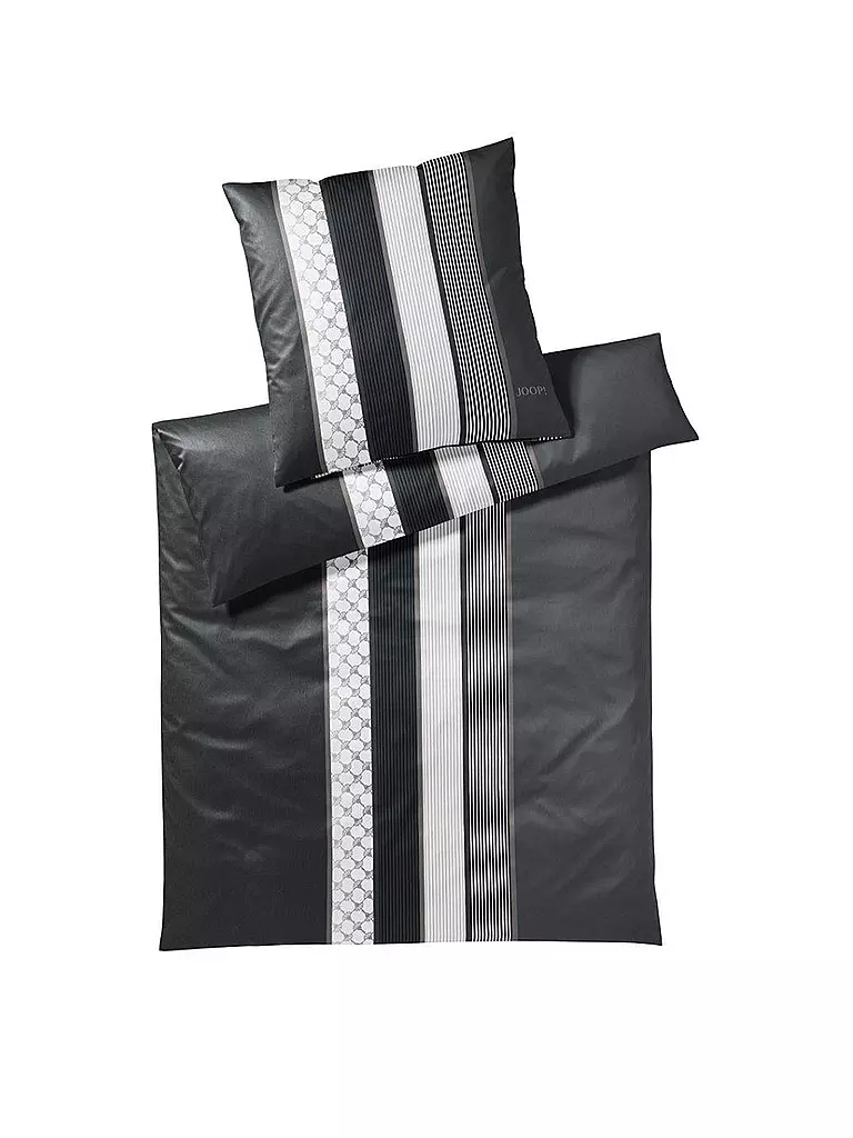 JOOP | Ropa de cama de satén "Cornflower Stripes" 70x90cm/140x220cm | Gris