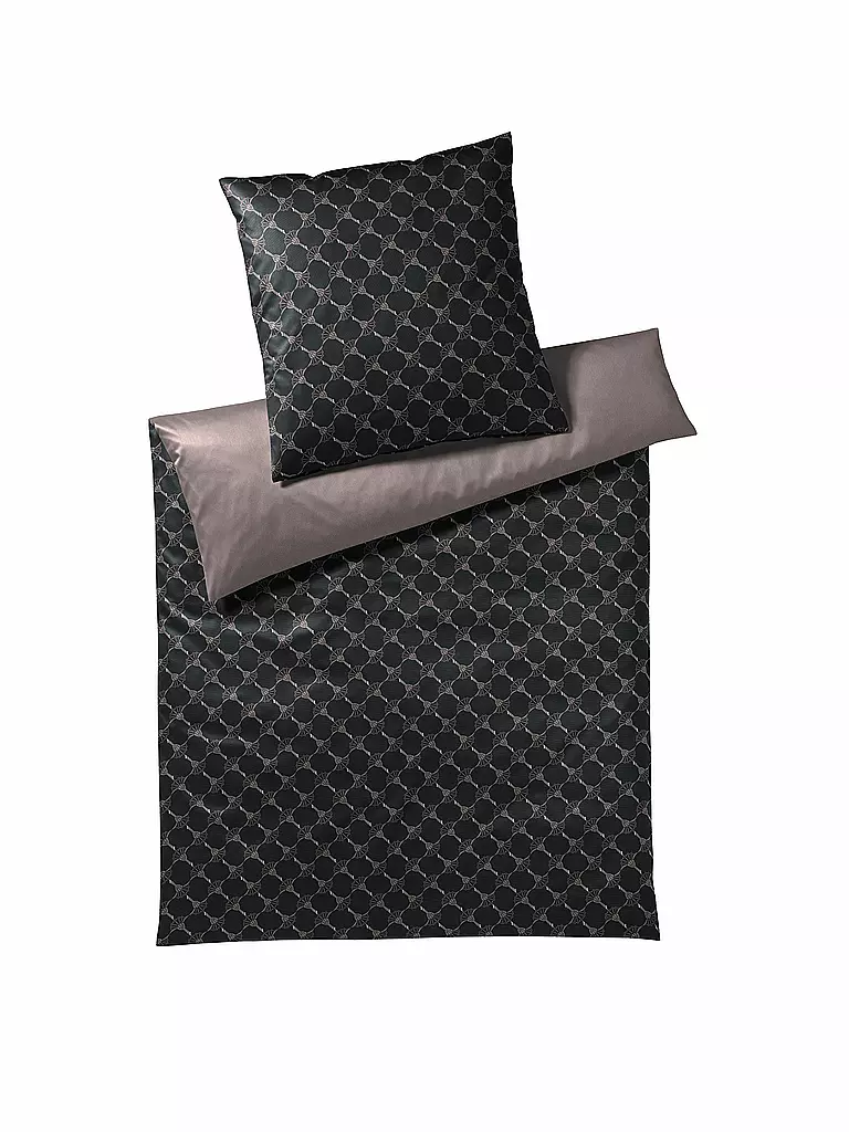 JOOP | Ropa de cama de satén "Double" 70x90cm / 140x200cm (Negro/Plata) | Negro
