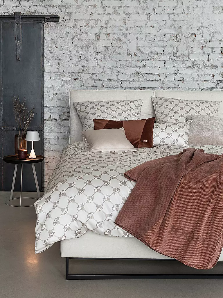 JOOP | Ropa de cama de satén 70x90cm/140x200cm CORNFLOWER DOUBLE Beige | Beige