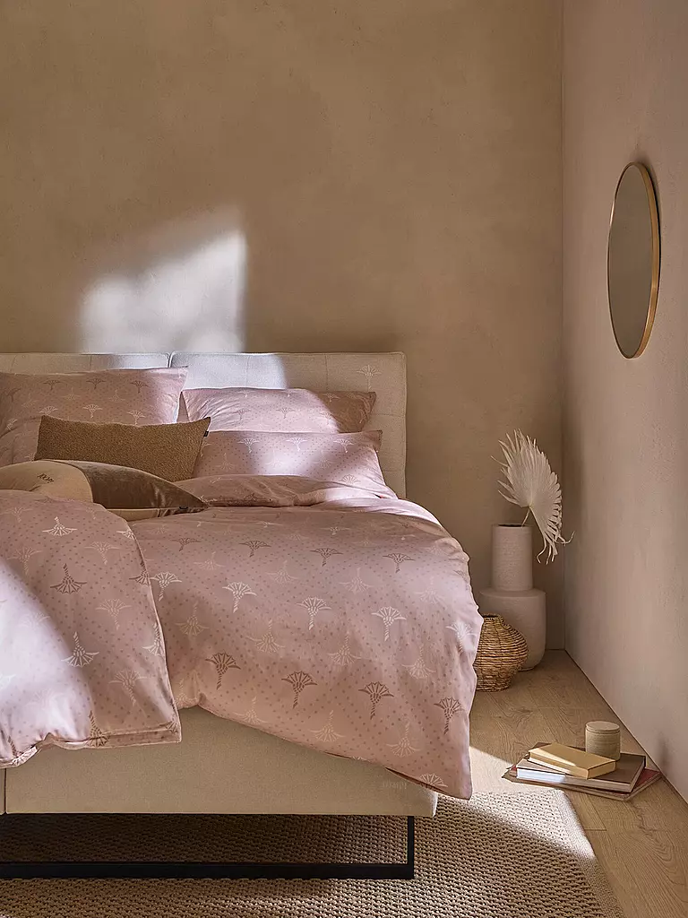JOOP | Ropa de cama de satén CORNFLOWER CHARM 2x 70x90cm/200x200cm Nude | Beige
