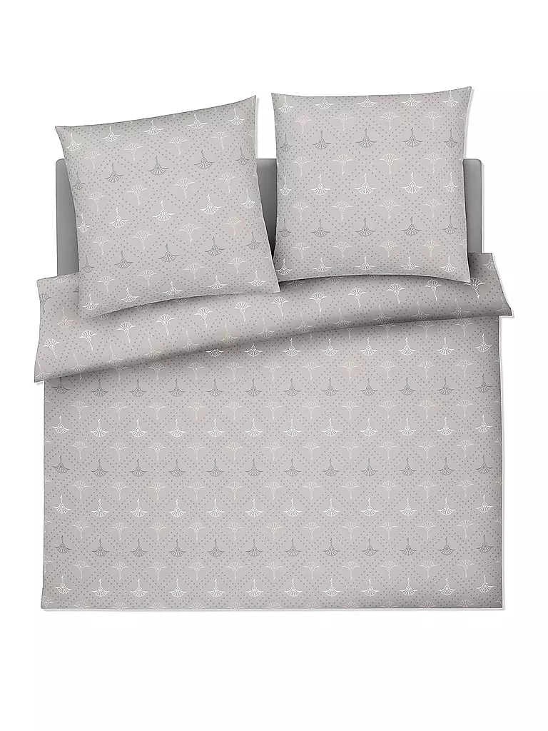 JOOP | Ropa de cama de satén CORNFLOWER CHARM 2x 70x90cm/200x200cm Stone | Gris claro