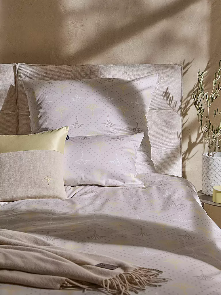 JOOP | Ropa de cama de satén CORNFLOWER CHARM 2x 70x90cm/200x200cm Vainilla | Crema