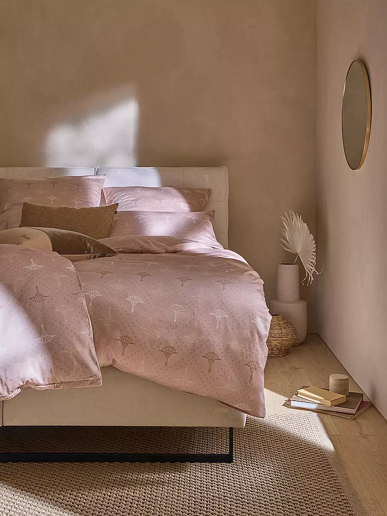 JOOP | Ropa de cama de satén CORNFLOWER CHARM 70x90 / 140x200cm Nude | Beige