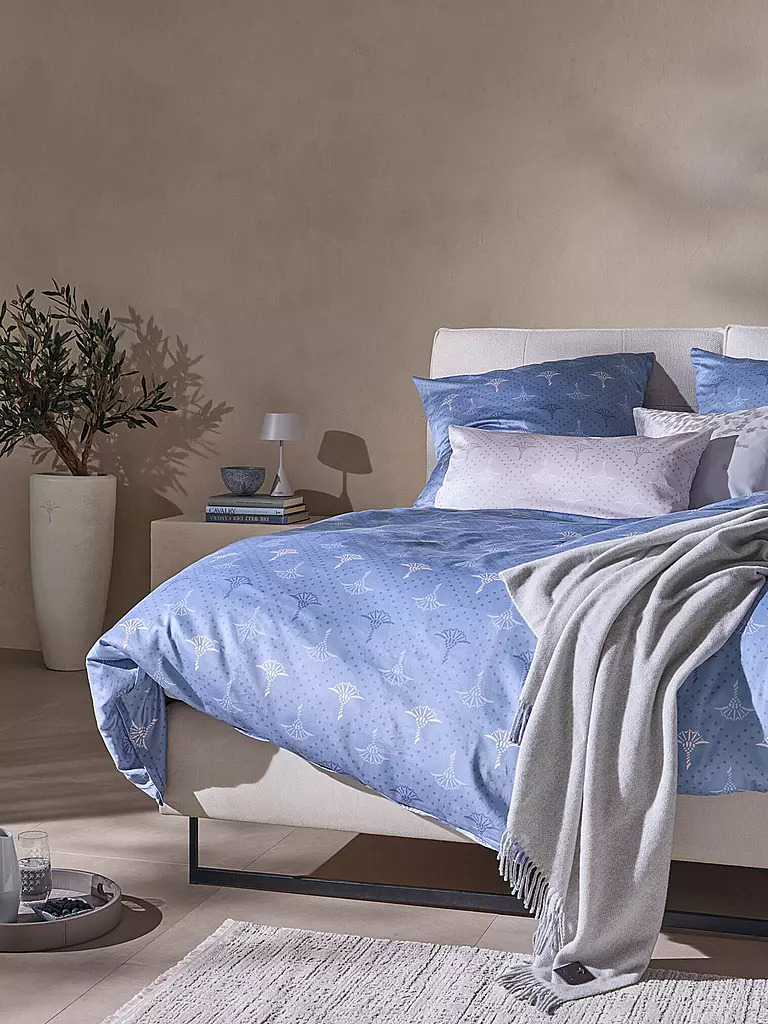 JOOP | Ropa de cama de satén CORNFLOWER CHARM 70x90 / 140x220cm Ocean | Azul claro