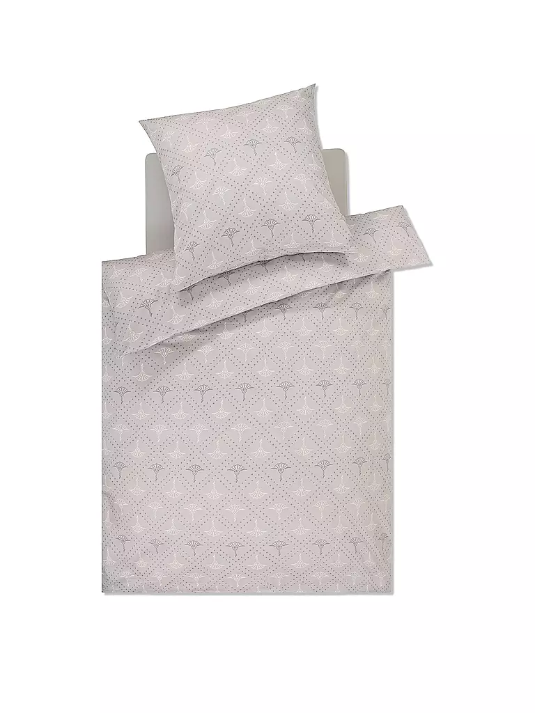 JOOP | Ropa de cama de satén CORNFLOWER CHARM 70x90 / 140x220cm Stone | Gris claro
