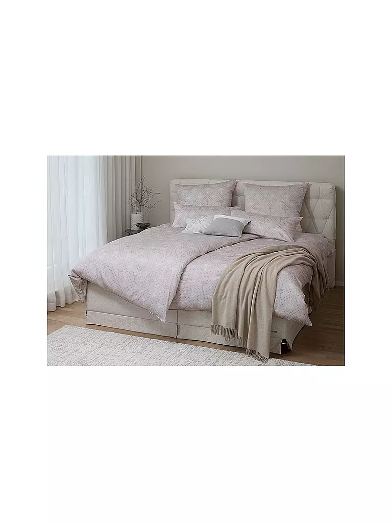 JOOP | Ropa de cama de satén CORNFLOWER CHARM 70x90 / 140x220cm Stone | Gris claro