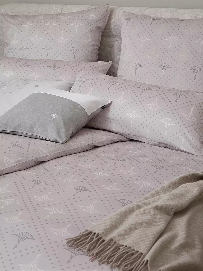 JOOP | Ropa de cama de satén CORNFLOWER CHARM 70x90 / 140x220cm Stone | Gris claro