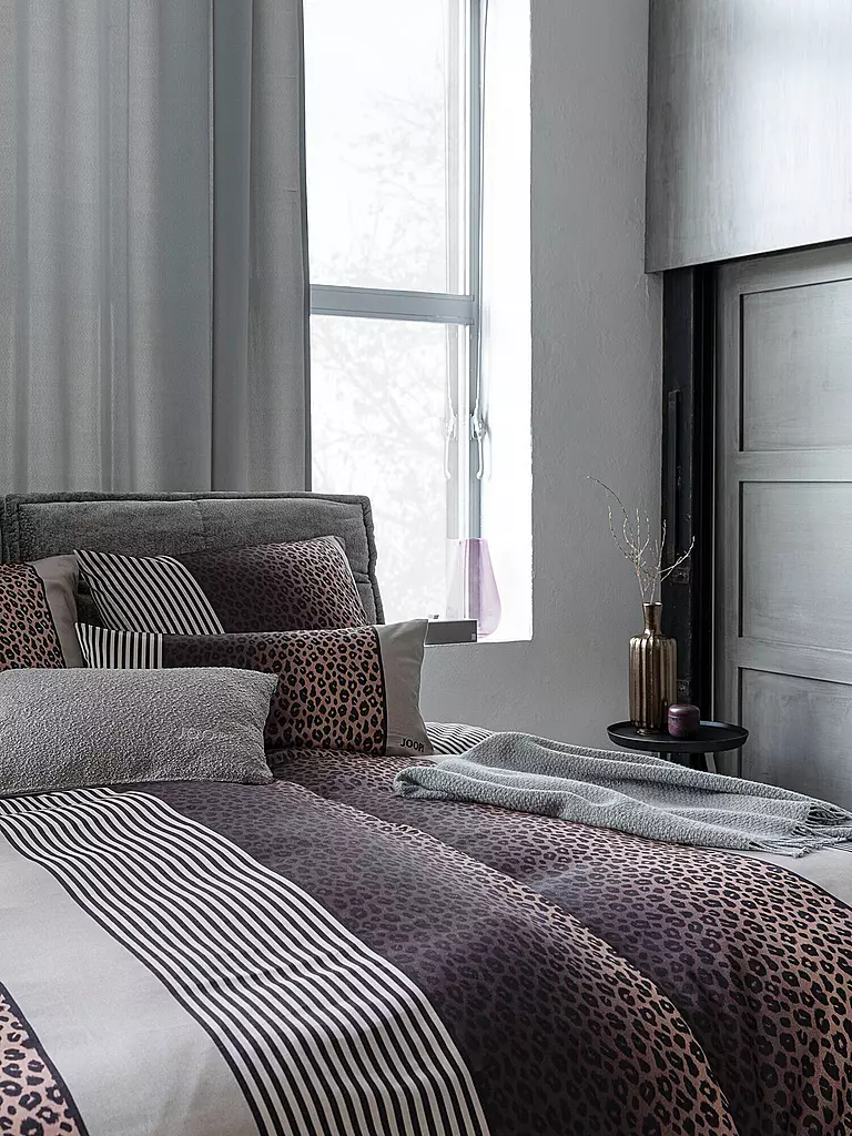 JOOP | Ropa de cama de satén LEO 2x 70x90cm / 200x200cm Stone | Gris