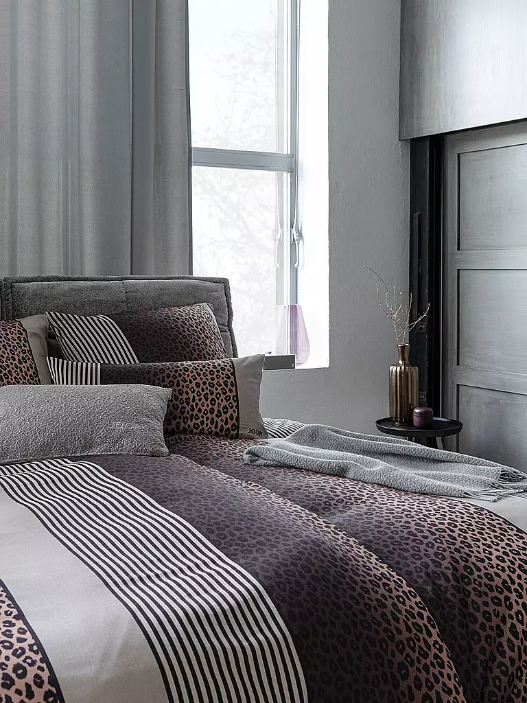 JOOP | Ropa de cama de satén LEO 70x90cm / 140x200cm Stone | Gris