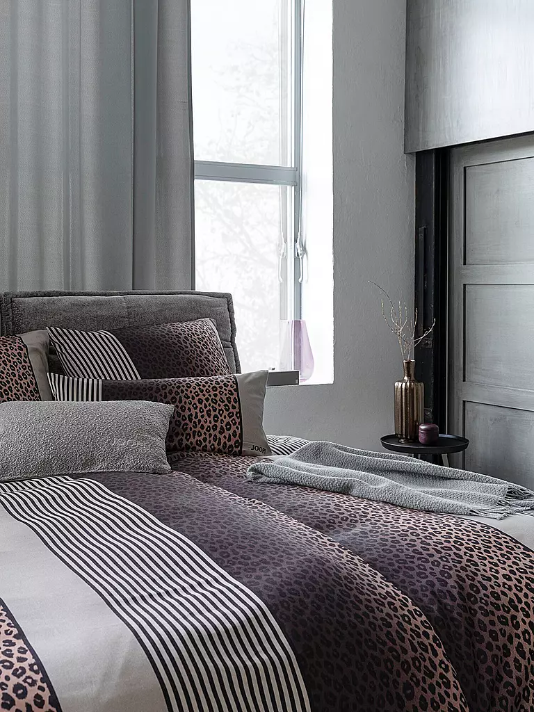 JOOP | Ropa de cama de satén LEO 70x90cm / 140x220cm Stone | Gris