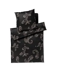 JOOP | Ropa de cama de satén PAISLEY 70x90cm/140x200cm Rojo Oscuro | Negro