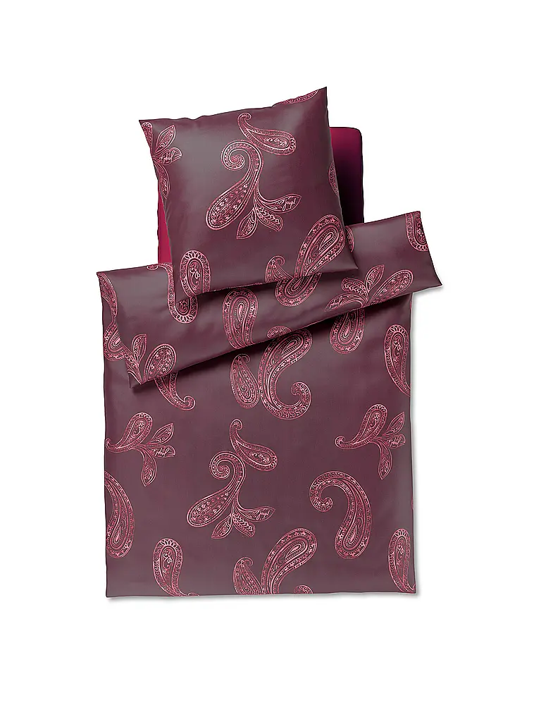 JOOP | Ropa de cama de satén PAISLEY 70x90cm/140x200cm Rojo Oscuro | Rojo oscuro