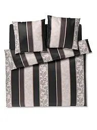 JOOP | Ropa de cama de satén PAISLEY STRIPES 2x70x90cm/140x200cm Rojo Oscuro | Negro