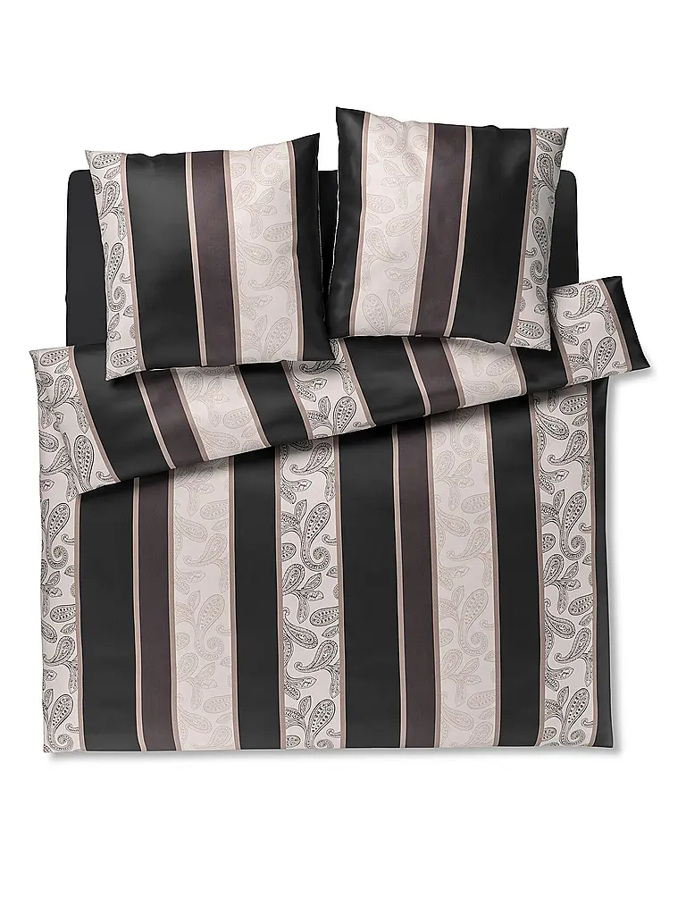 JOOP | Ropa de cama de satén PAISLEY STRIPES 2x70x90cm/140x200cm Negro | Negro