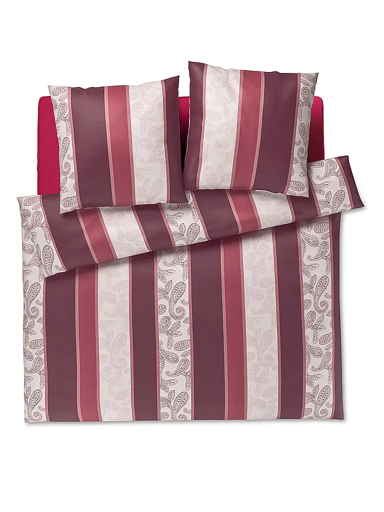 JOOP | Ropa de cama de satén PAISLEY STRIPES 2x70x90cm/140x200cm Rojo Oscuro | Rojo oscuro