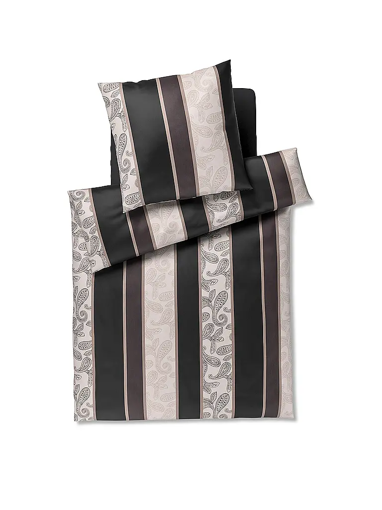 JOOP | Ropa de cama de satén PAISLEY STRIPES 70x90cm/140x200cm Negro | Negro