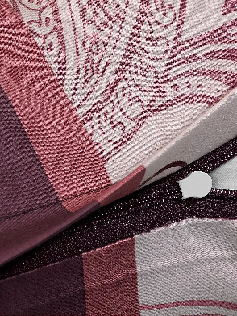 JOOP | Ropa de cama de satén PAISLEY STRIPES 70x90cm/140x220cm Rojo Oscuro | 