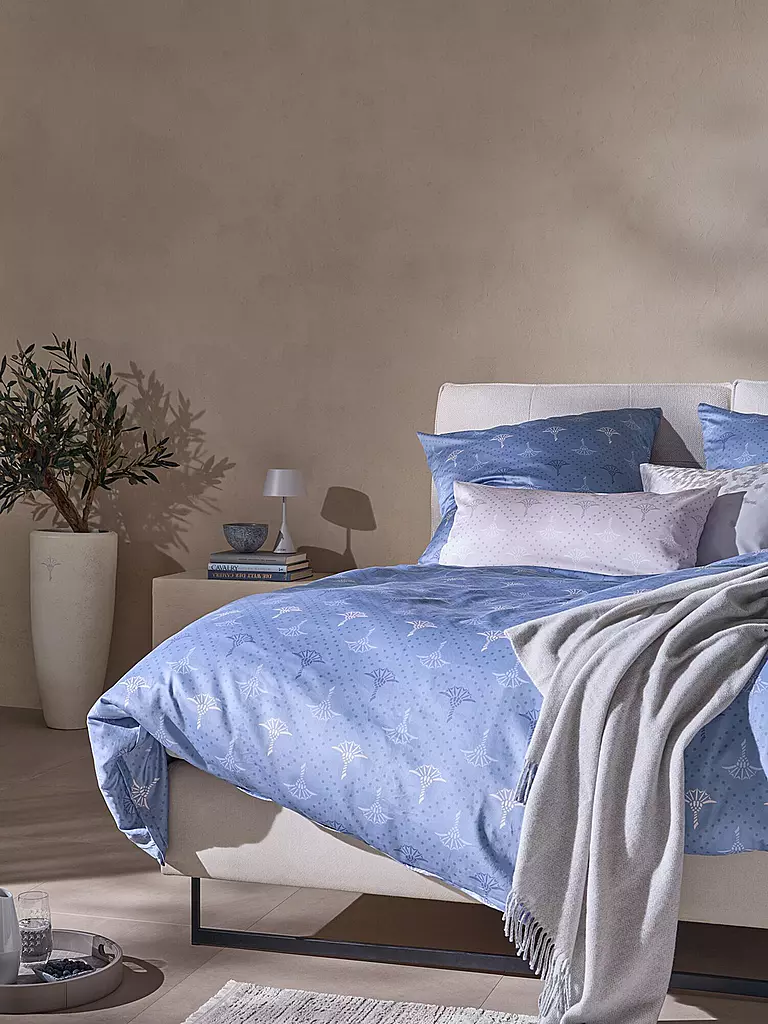 JOOP | Satin-Bettwäsche CORNFLOWER CHARM 70x90 / 140x200cm Ocean  | Azul claro