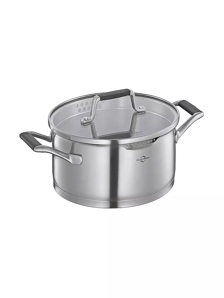KÜCHENPROFI | Cacerola 20cm/3l BOLOGNA Acero inoxidable /Negro | Plata