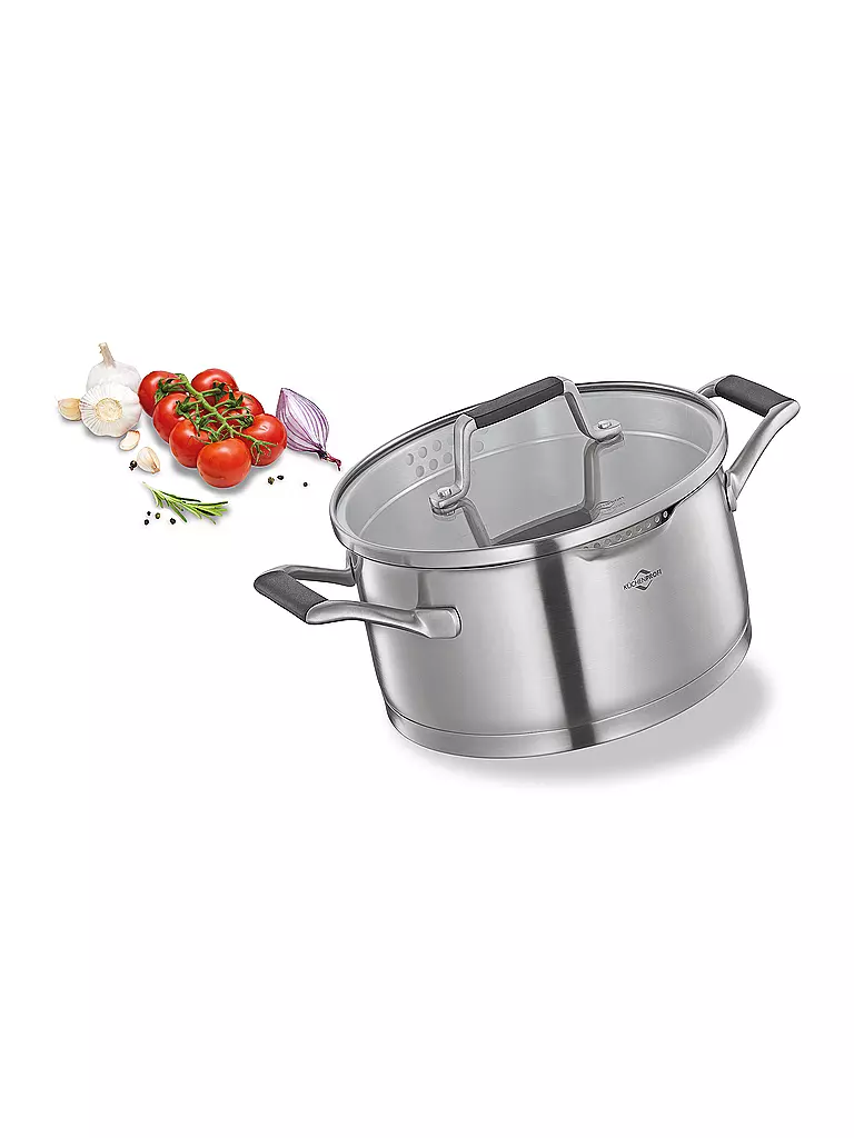 KÜCHENPROFI | Cacerola 20cm/3l BOLOGNA Acero inoxidable /Negro | Plata