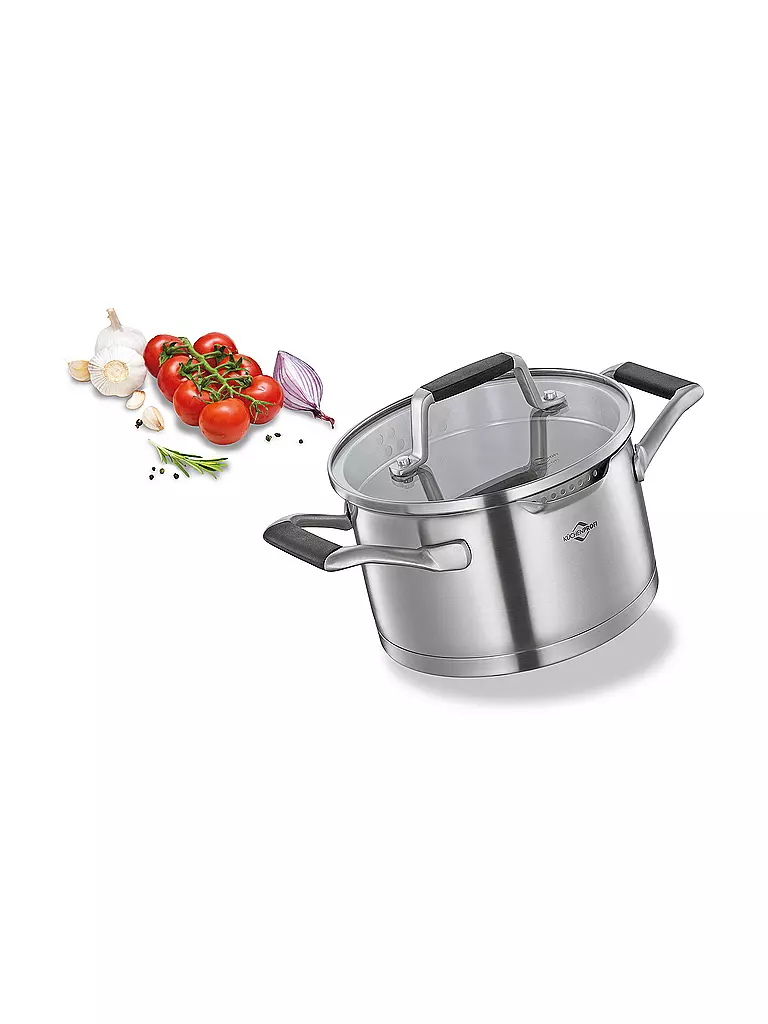 KÜCHENPROFI | Olla  16cm/1,7l BOLOGNA Acero inoxidable/Negro | Plata