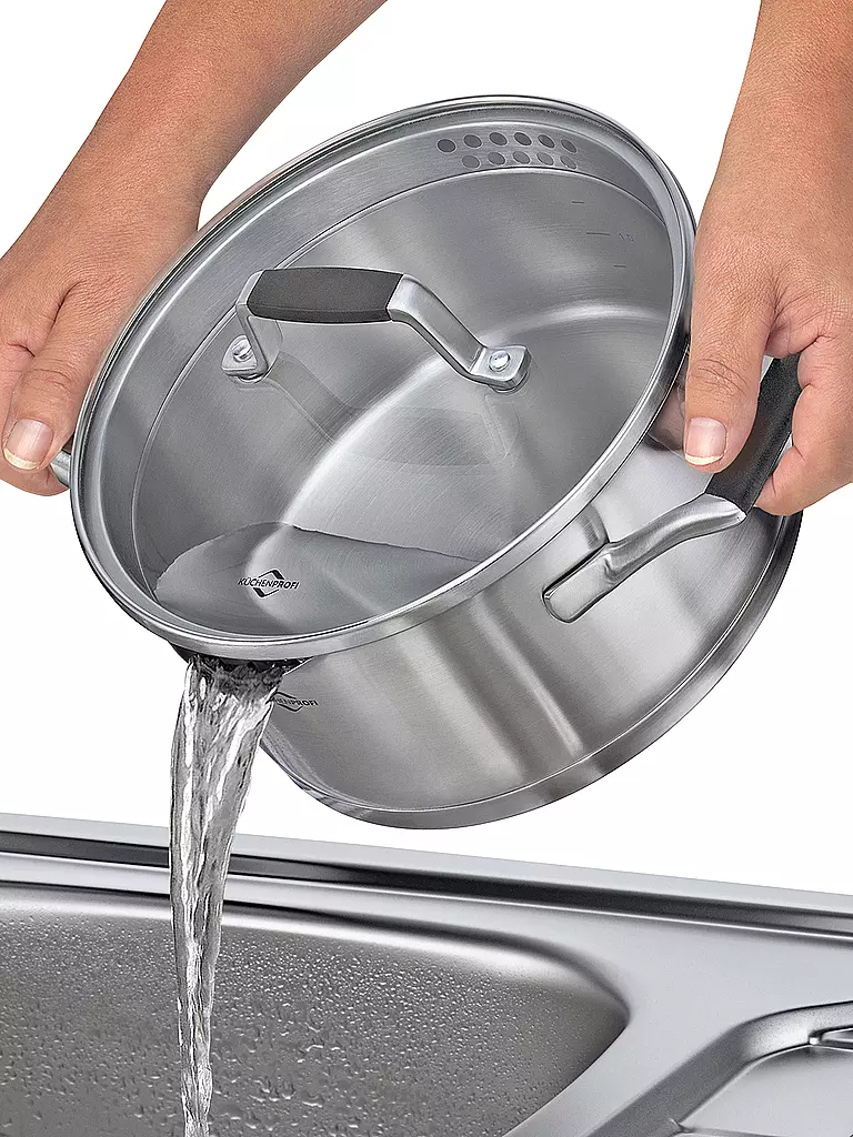 KÜCHENPROFI | Olla  20cm/4l BOLOGNA Acero inoxidable/Negro | Plata