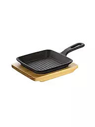 KÜCHENPROFI | Sartén grill/para servir con tabla de madera 23x13,5cm | Negro
