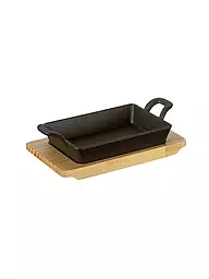 KÜCHENPROFI | Sartén para servir rectangular con tabla de madera 21,5x12,5cm | Negro