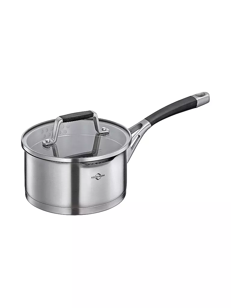 KÜCHENPROFI | Stielkasserolle 16cm/1,5l  BOLOGNA Edelstahl /Schwarz | Plata