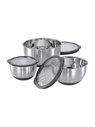 KÜCHENPROFI | Juego de cuencos con tapa DELUXE antideslizante, 3 piezas, acero inoxidable/silicona