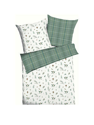 KAEPPEL | Ropa de cama de franela WINTER GREENS 70x90cm/140x200cm Verde