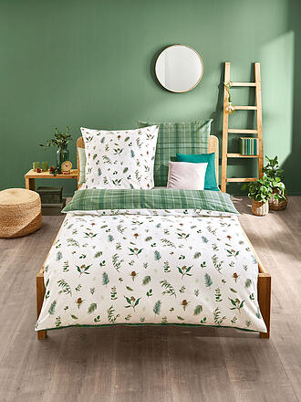 KAEPPEL | Ropa de cama de franela WINTER GREENS 70x90cm/140x200cm Verde