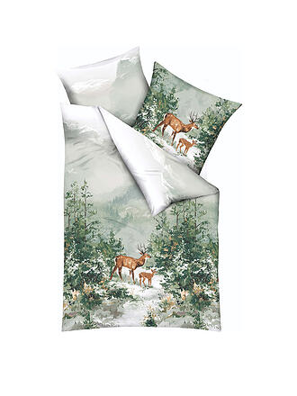 KAEPPEL | Ropa de cama de franela MAJESTIC DEER 70x90cm/140x200cm Verde