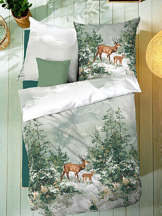KAEPPEL | Ropa de cama de franela MAJESTIC DEER 70x90cm/140x200cm Verde