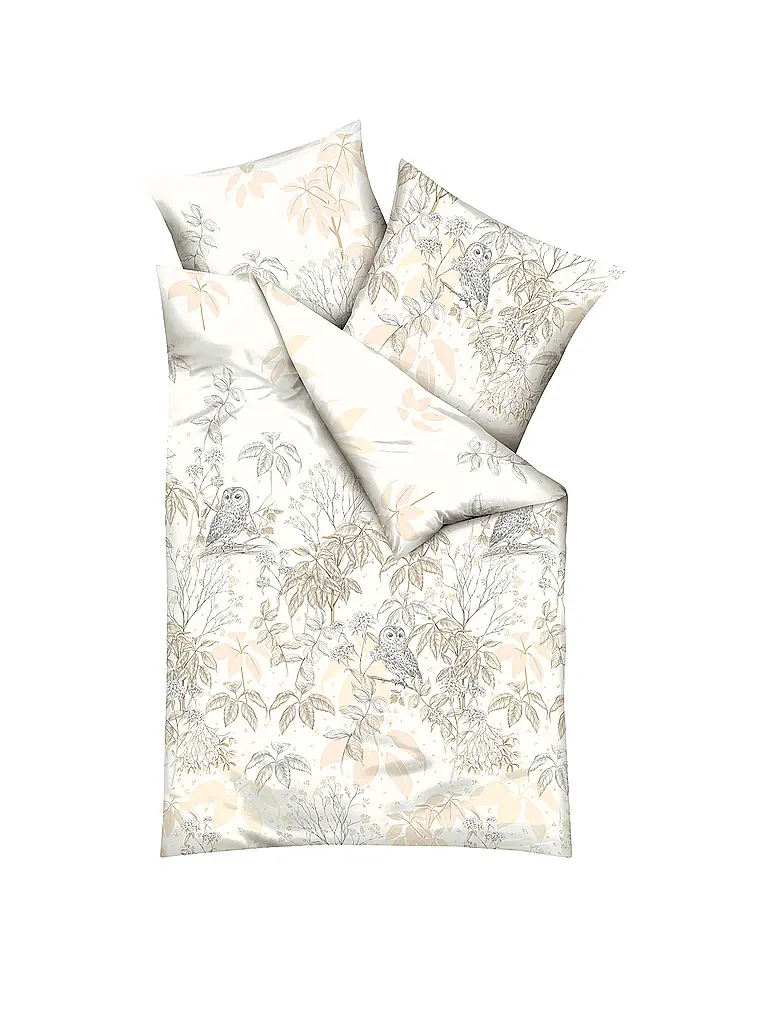 KAEPPEL | Ropa de cama de franela 70x90cm/140x200cm BÚHO NIVAL Naturaleza | Beige