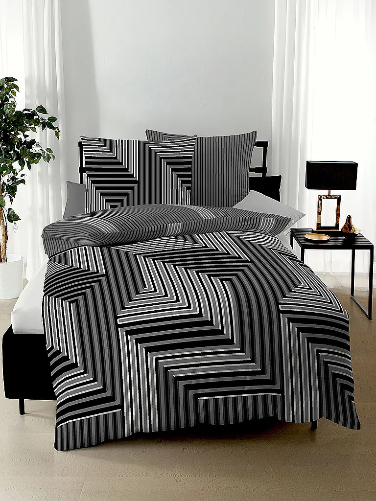 KAEPPEL | Ropa de cama de franela 70x90cm/140x200cm ESCAPE Negro | Negro