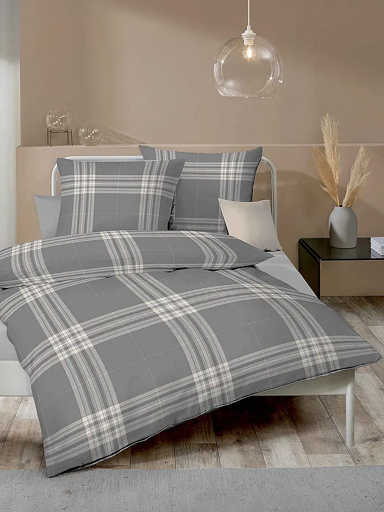 KAEPPEL | Ropa de cama de franela 70x90cm/140x200cm PURE Antracita | Gris