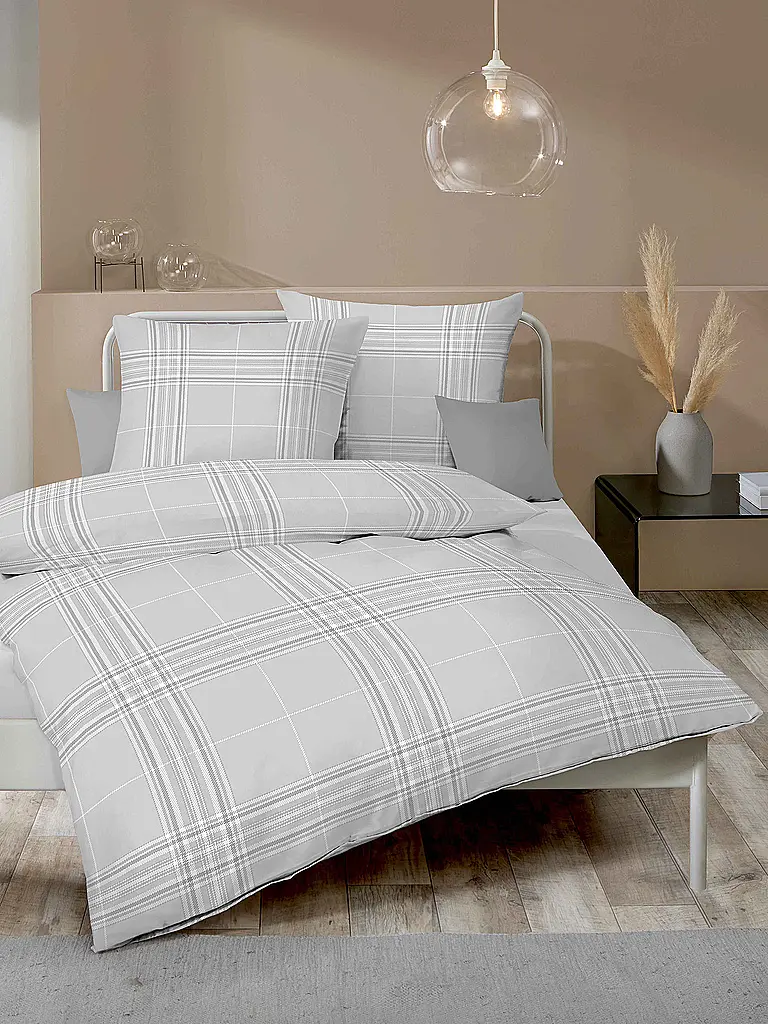 KAEPPEL | Ropa de cama de franela 70x90cm/140x200cm PURE Silber | Gris claro