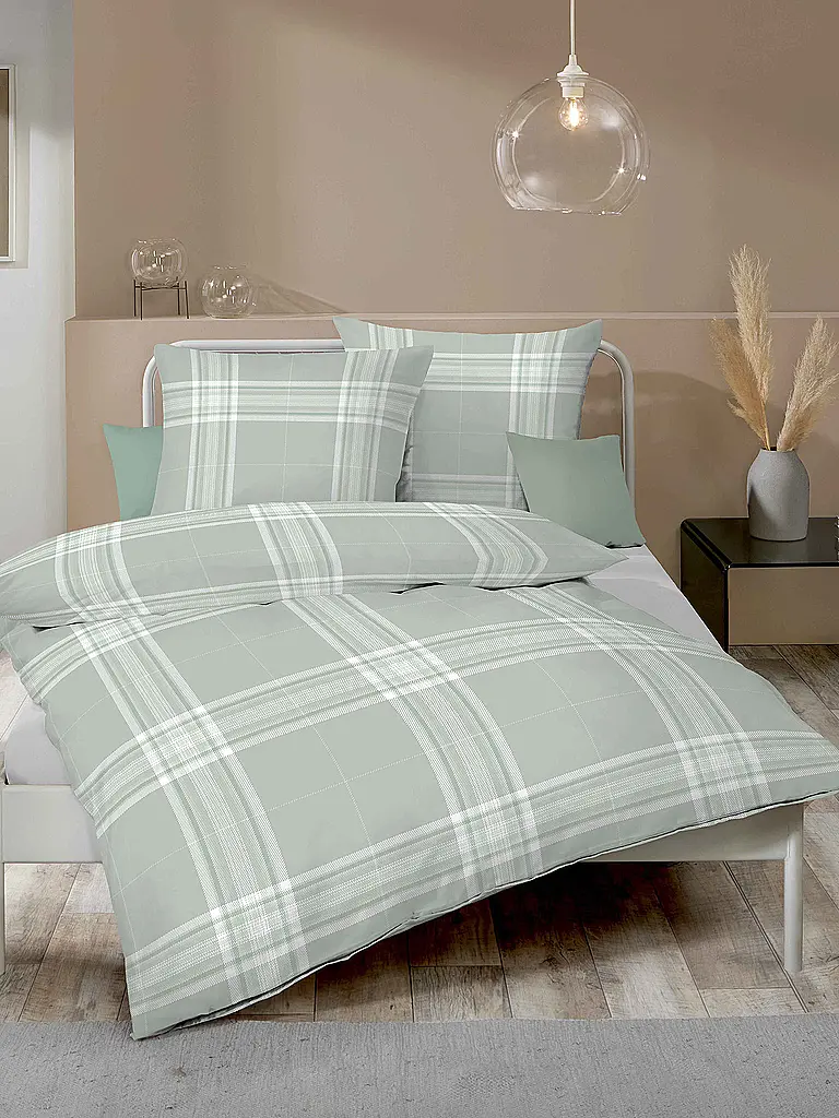 KAEPPEL | Ropa de cama de franela 70x90cm/140x200cm PURE Verde | Verde claro