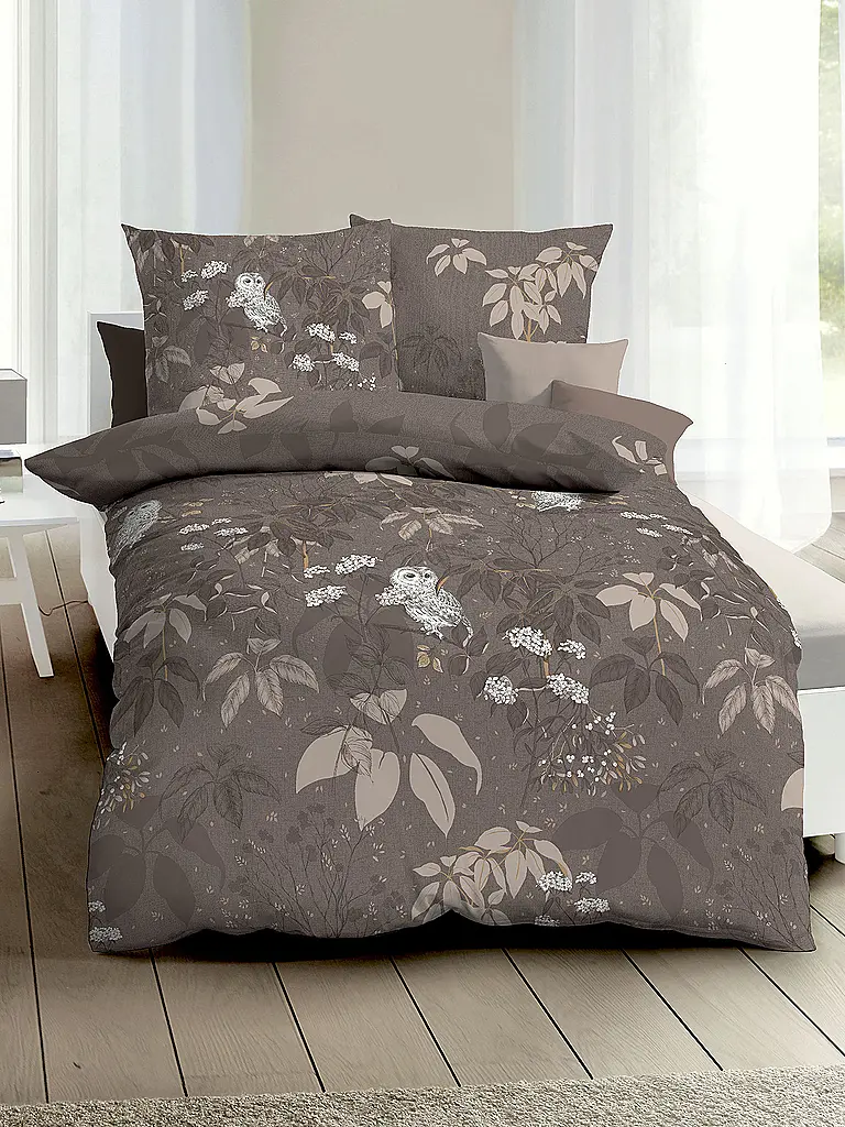 KAEPPEL | Ropa de cama de franela 70x90cm/140x200cm SCHNEEEULE Marrón | Marrón