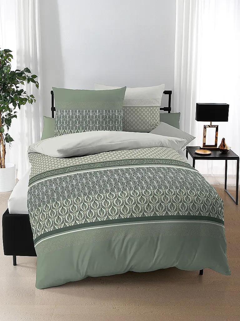 KAEPPEL | Ropa de cama de franela 70x90cm/140x200cm VALENCIA Jade | Verde claro