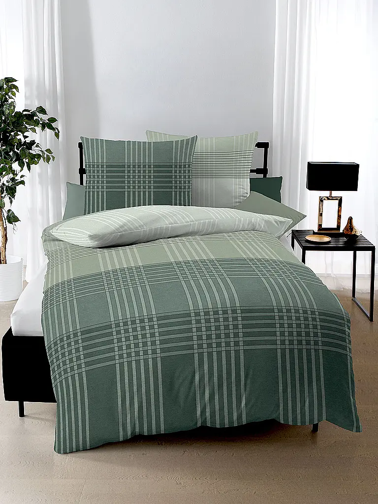 KAEPPEL | Ropa de cama de franela 70x90cm/140x200cm ZONES Oliv | Verde oscuro