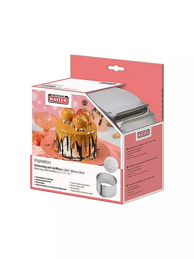 KAISER | Aro para tartas 16-32cm / 9cm | Plata